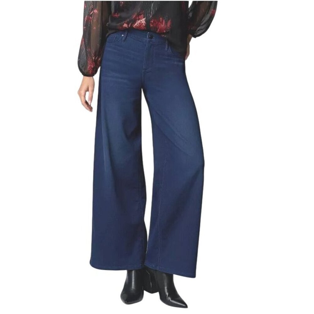Women's Simply Vera Wang Dark Wash Mid Rise Relaxed Wide Leg Jeans Sz 10 New